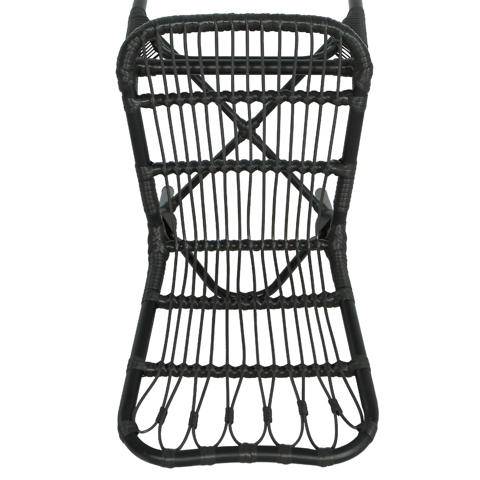 Outdoor PE Wicker Patio Dining Chairs Set of 2 Rattan Bistro Chairs for Backyard
