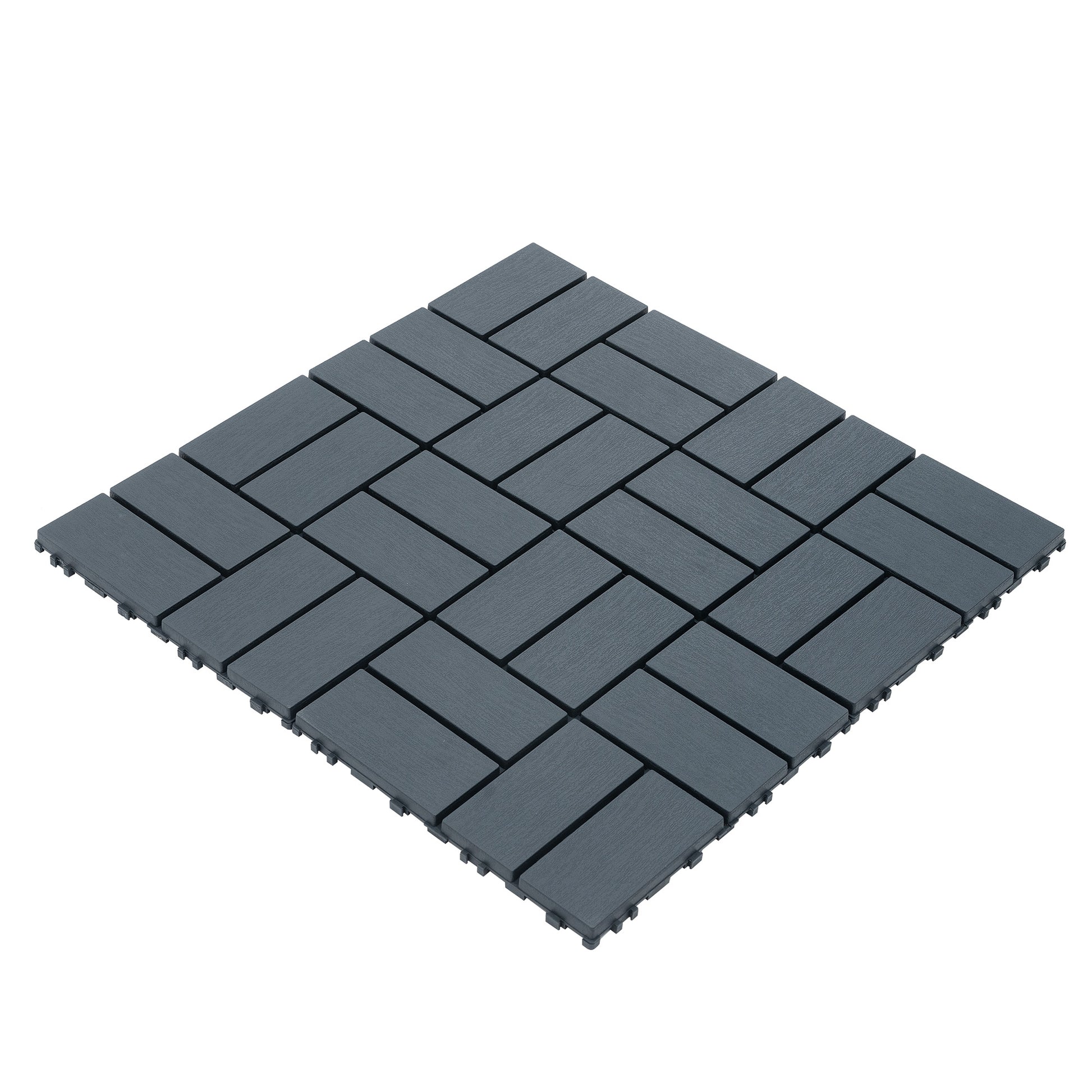 Chic Crate 44 Pack 12'' Interlocking Plastic Deck Tiles – Dark Gray, Waterproof