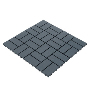Chic Crate 44 Pack 12'' Interlocking Plastic Deck Tiles – Dark Gray, Waterproof