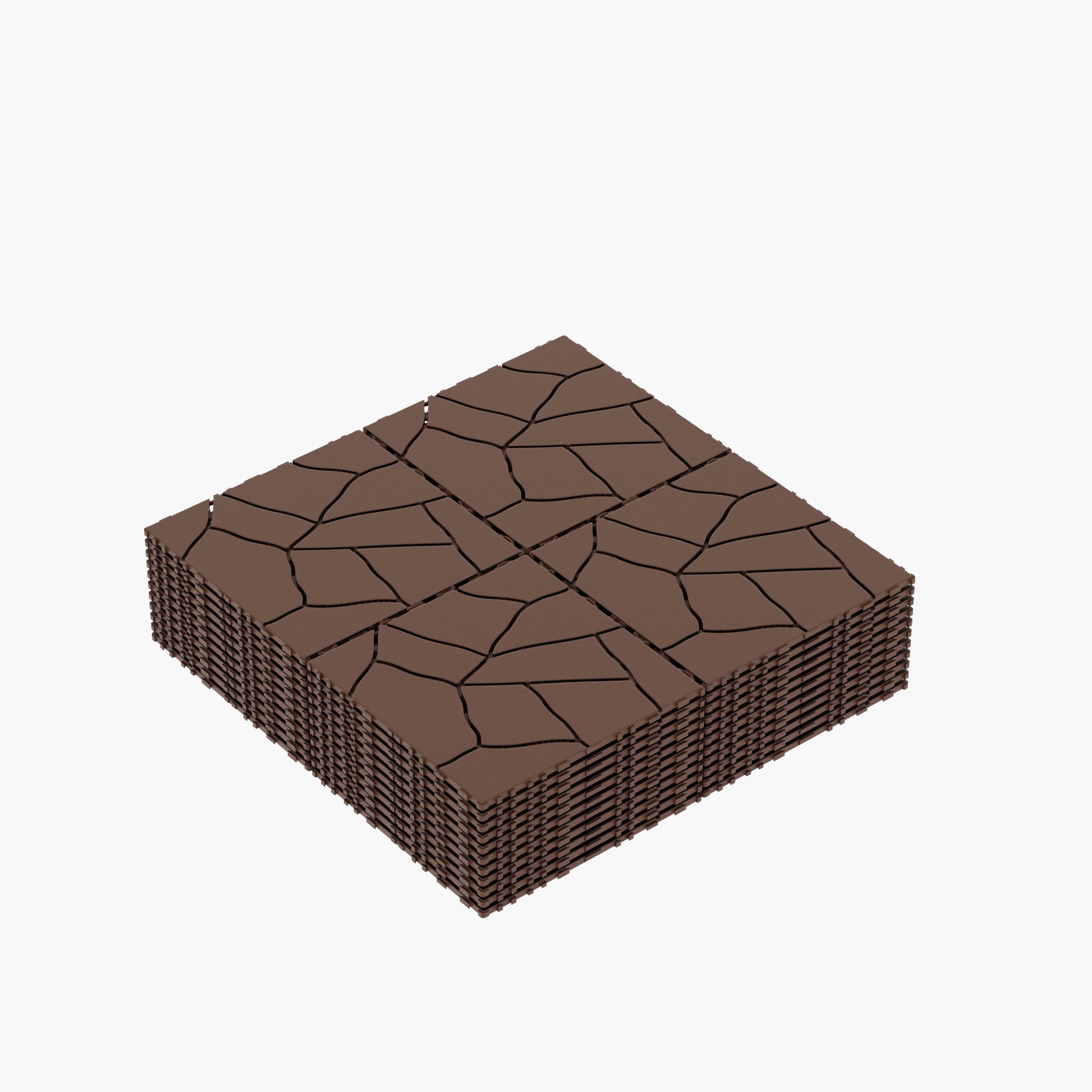 Chic Crat 44-Pack 12'' Stone Style Interlocking Deck Tiles –  Red Brown