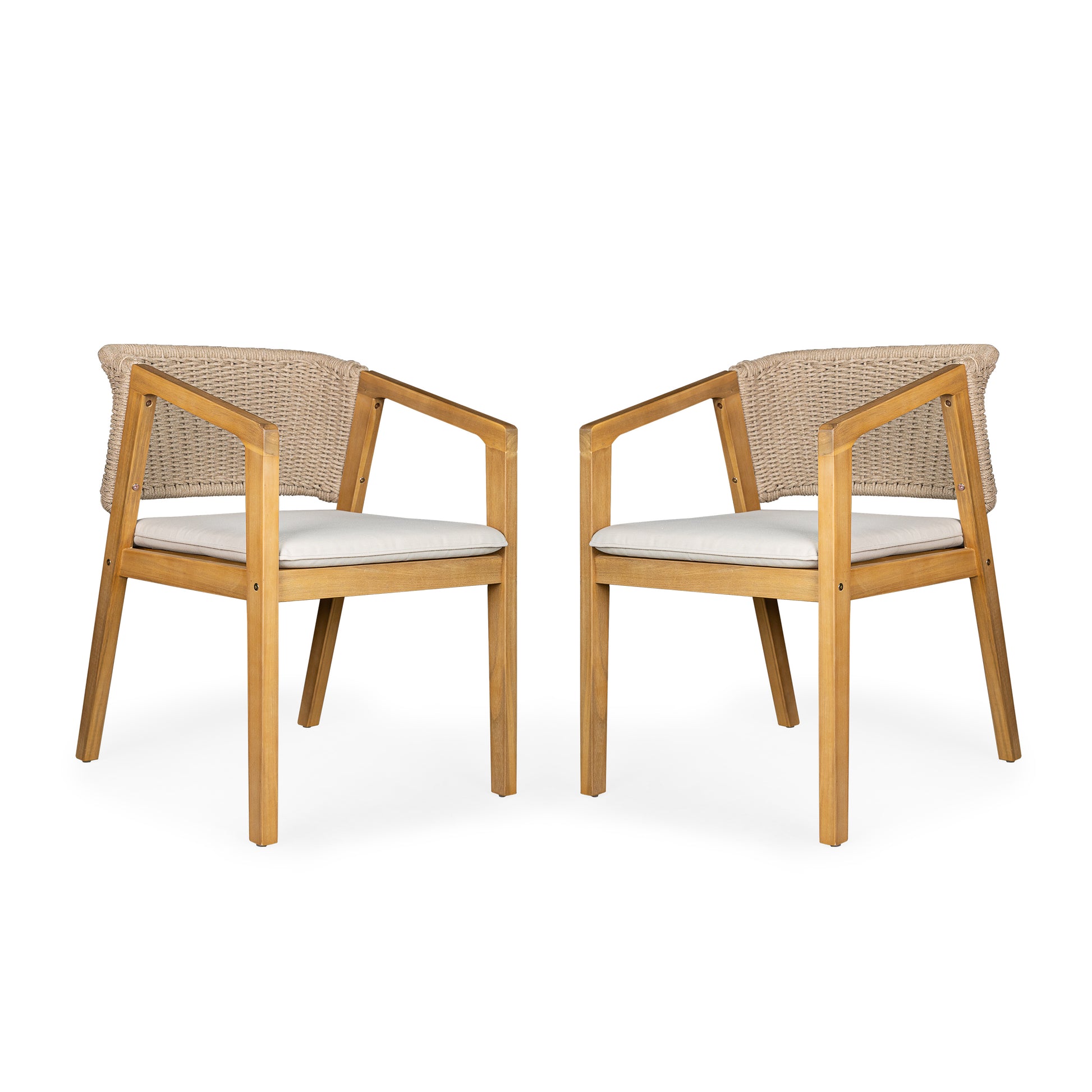 Outdoor Wicker Dining Chair Set with Cushions, 2-Pack, Weather Resistant Patio Seating