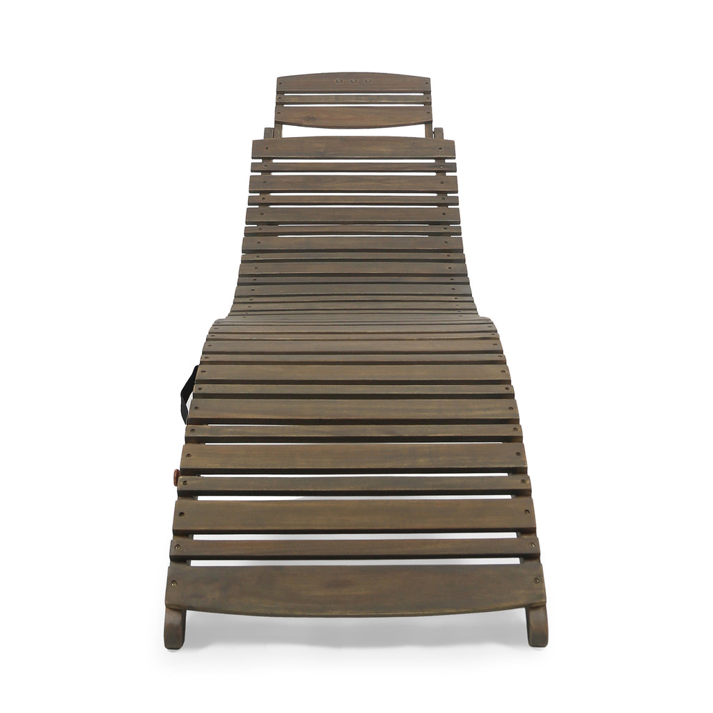 LAHAINA WOOD FOLDABLE CHAISE LOUNGE - GREY