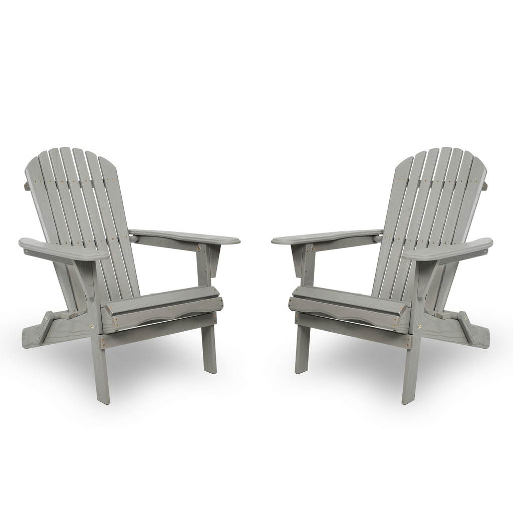 Folding Cedar Wood Adirondack Chairs, Embossed Wood Grain Outdoor Patio Lounge Seating for Garden