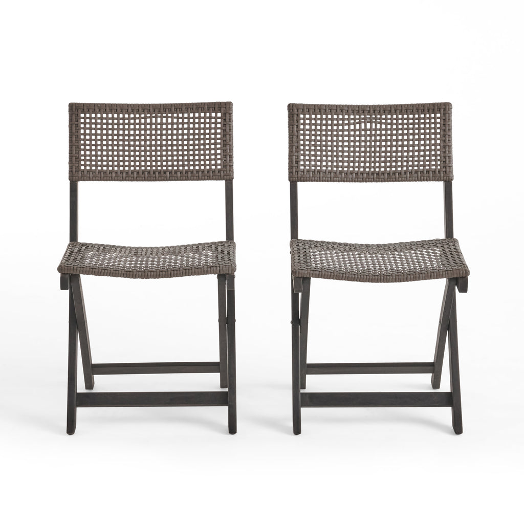 French Country Bistro Chairs Set of 2 Woven Back Dining Chairs for Indoor Outdoor