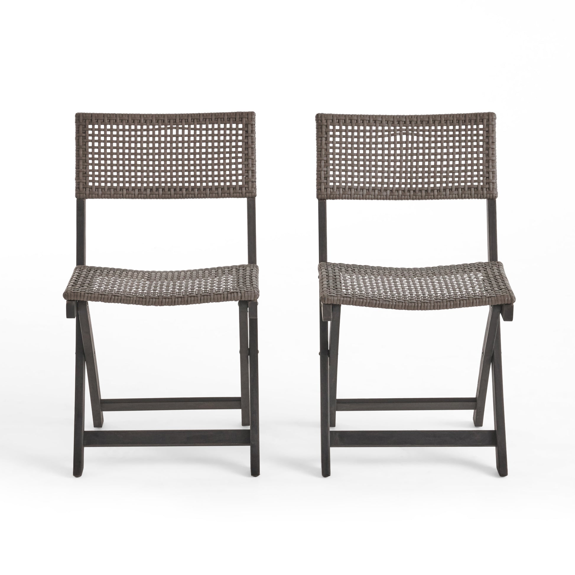 French Country Bistro Chairs Set of 2 Woven Back Dining Chairs for Indoor Outdoor