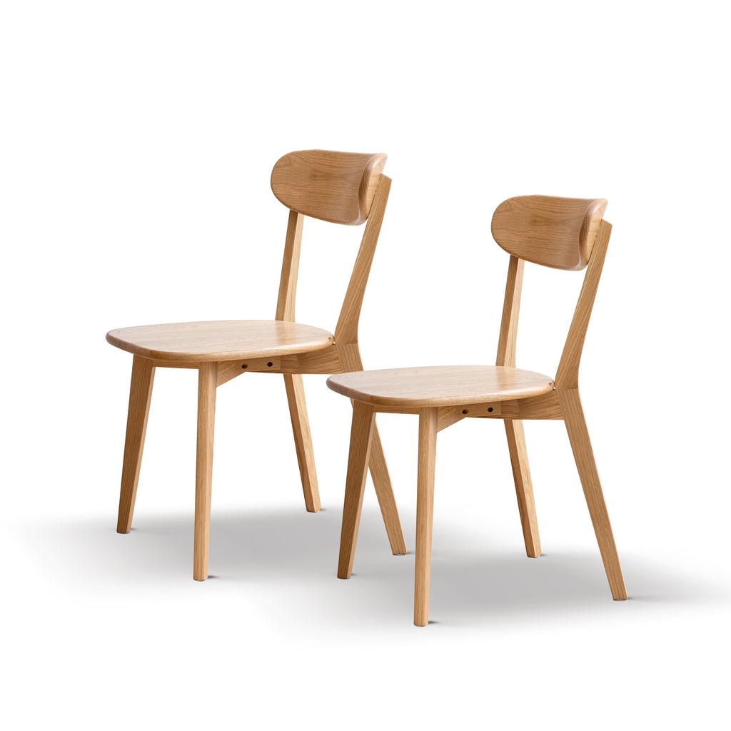 Set of 2 Rustic Solid Oak Wood Dining Chairs Kitchen 46.5x54x80cm