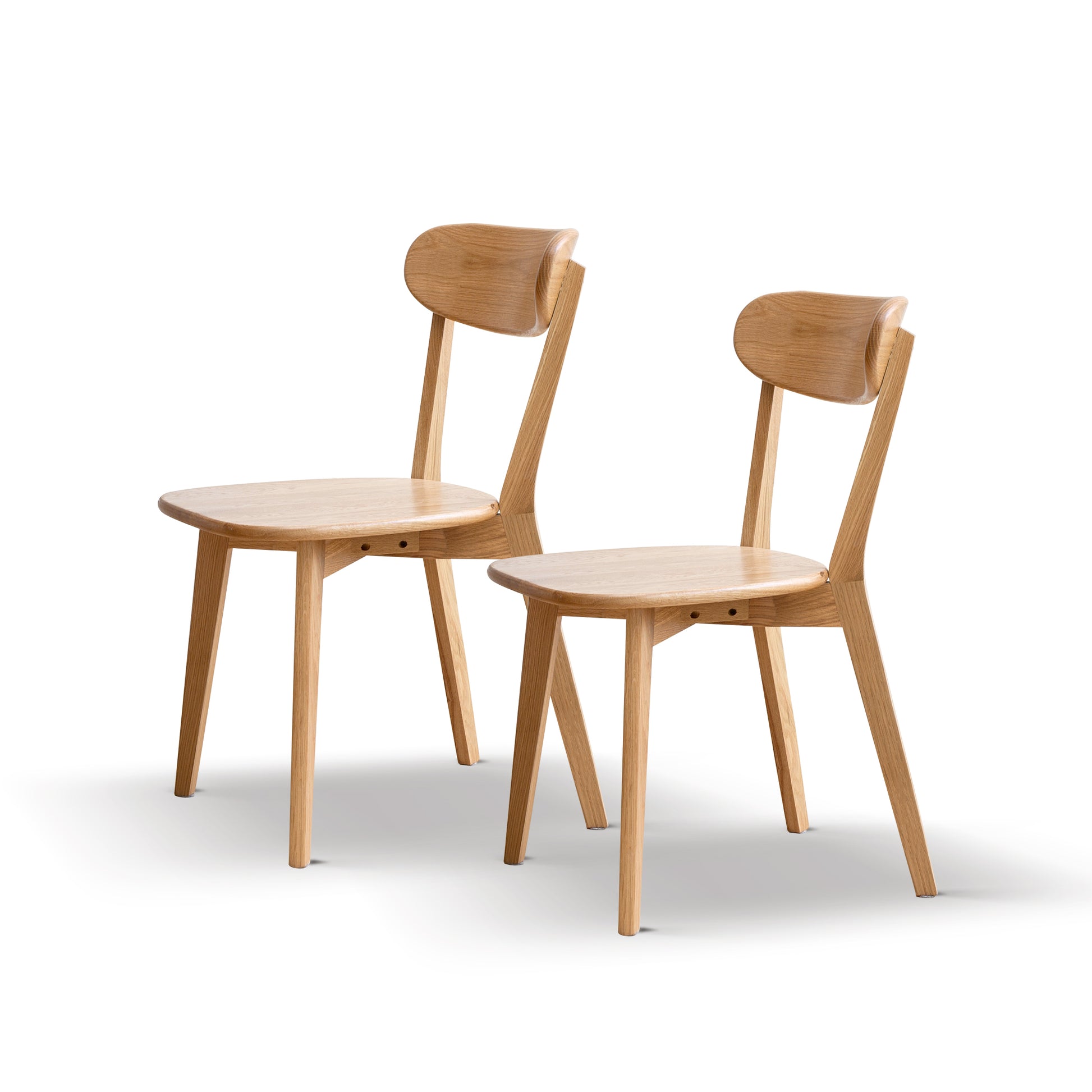 Set of 2 Rustic Solid Oak Wood Dining Chairs Kitchen 46.5x54x80cm