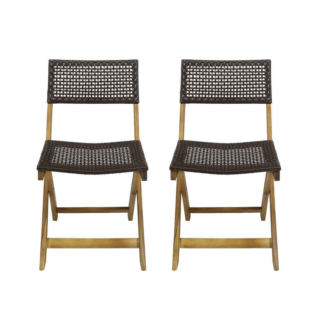 French Country Bistro Chairs Set of 2 Woven Back Dining Chairs for Indoor Outdoor