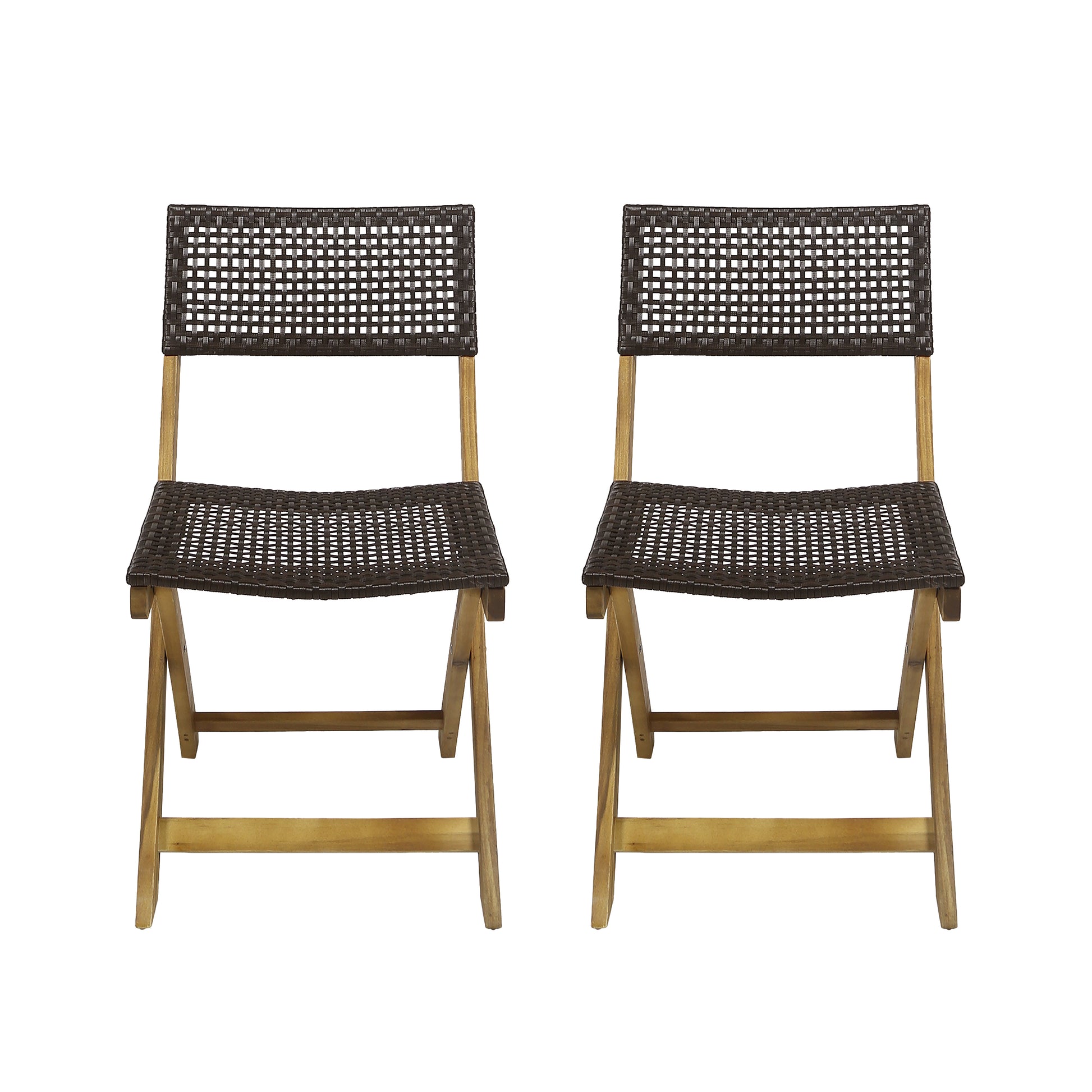 French Country Bistro Chairs Set of 2 Woven Back Dining Chairs for Indoor Outdoor