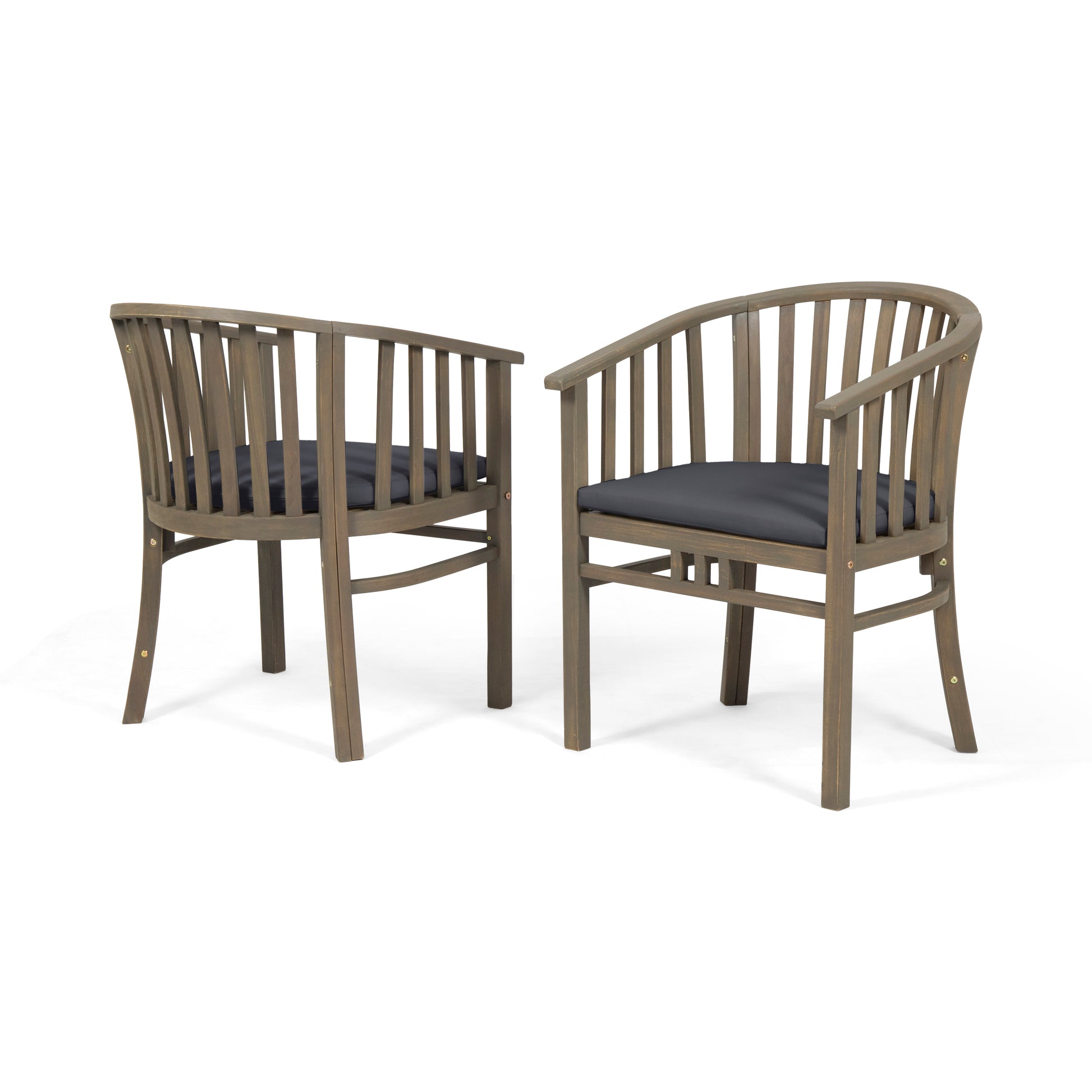 Outdoor Wooden Dining Chair Set with Cushions, 2-Pack, Weather Resistant Patio Seating