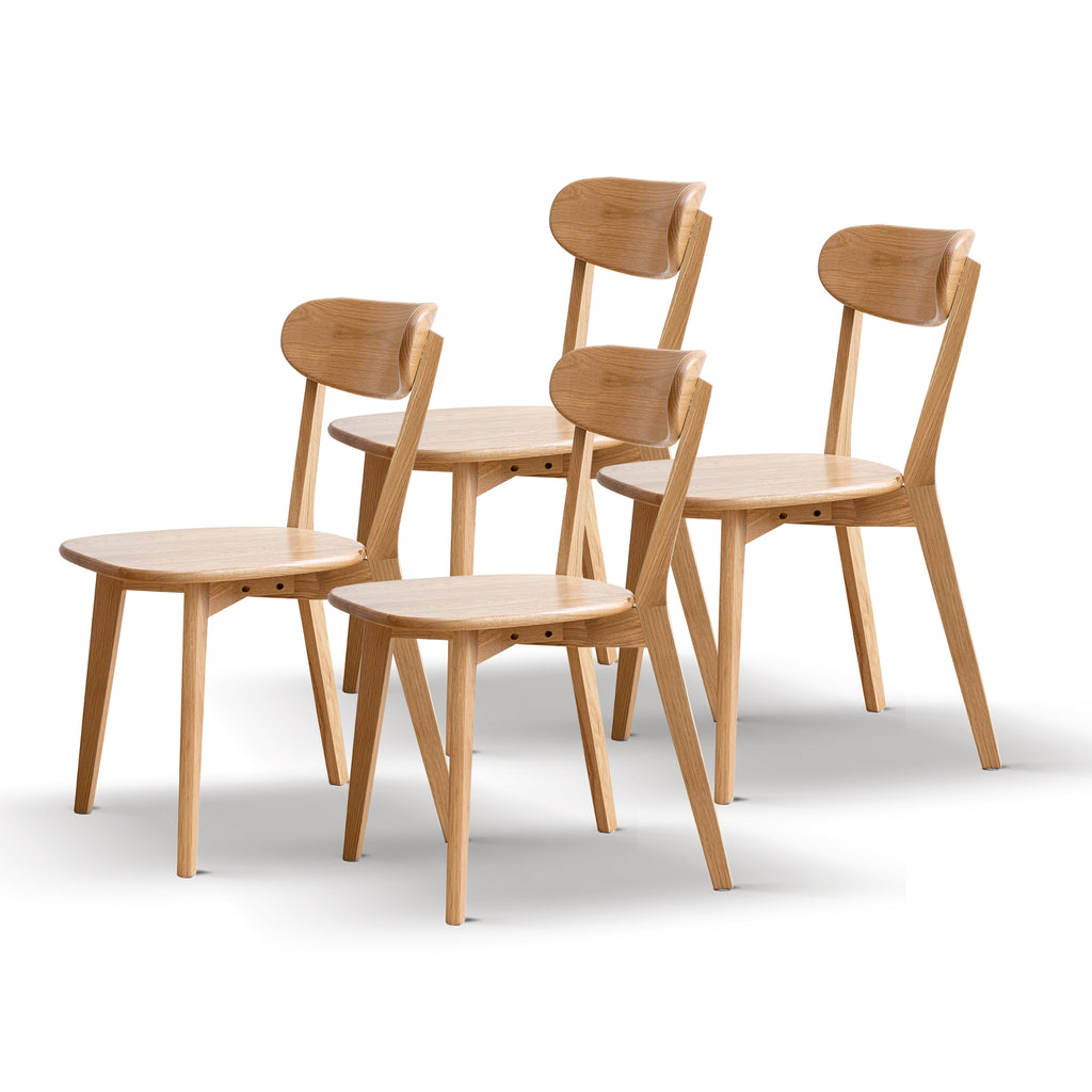 Set of 4 Classic Solid Oak Dining Chairs Premium Seats 46.5x54x80cm