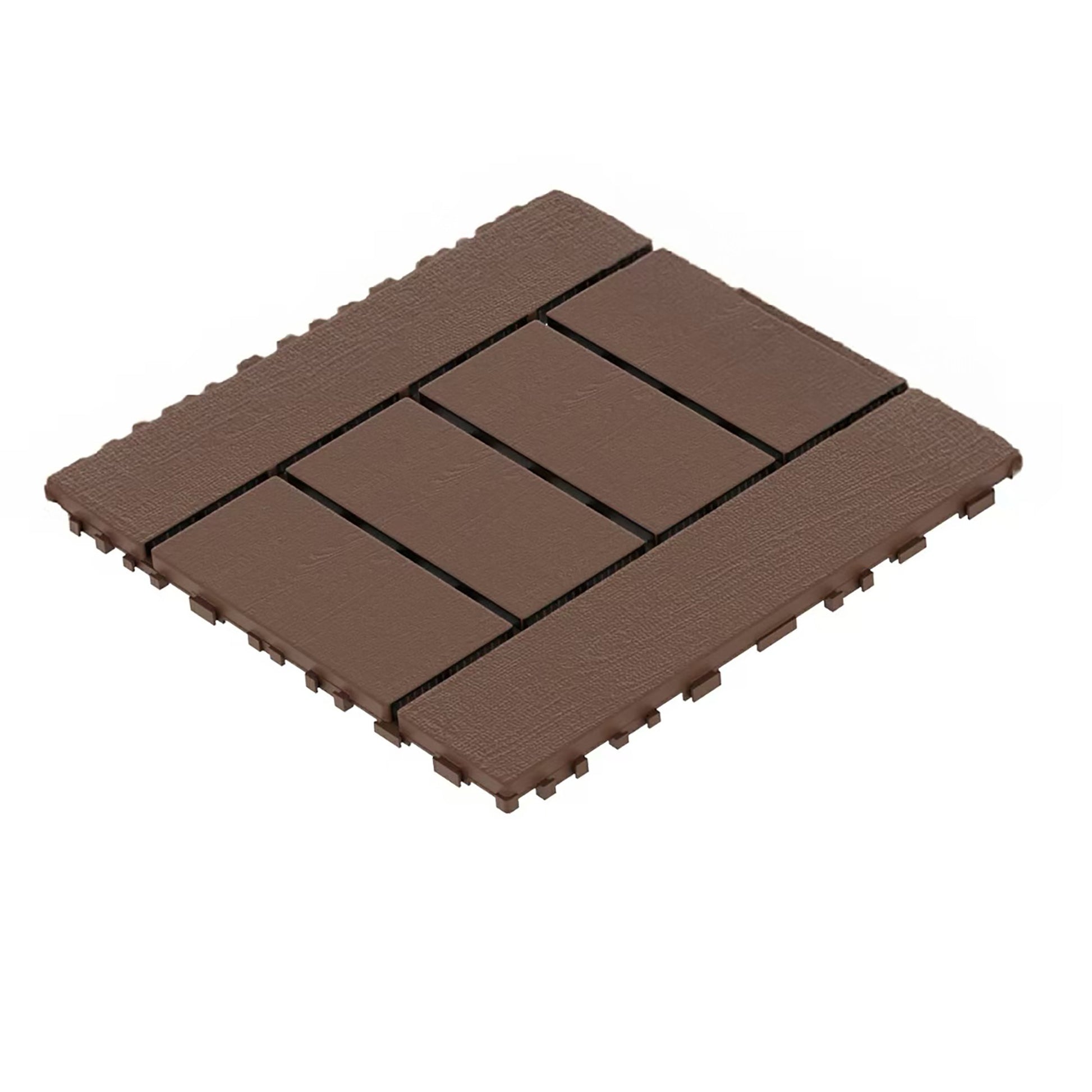 Chic Crate H-Style 44Pcs 12" Interlocking Plastic Deck Tiles – Dark Gray, Waterproof