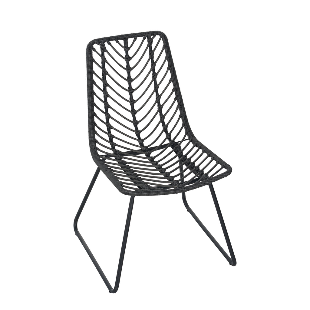 Modern Patio Dining Chairs Set of 2 Rattan Woven Armchairs with Seat Cushions
