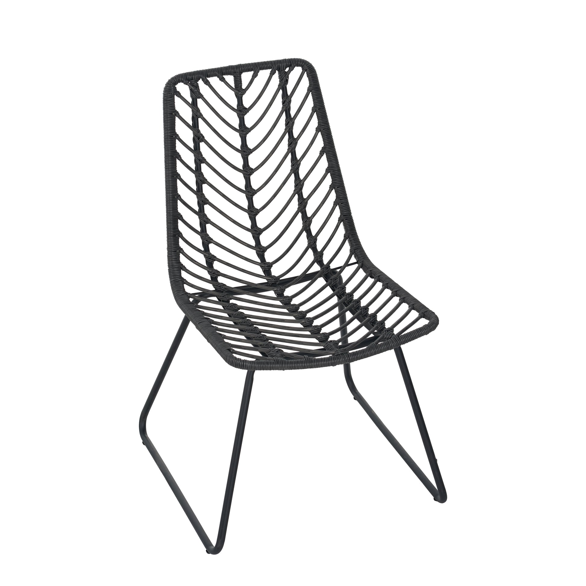 Modern Patio Dining Chairs Set of 2 Rattan Woven Armchairs with Seat Cushions