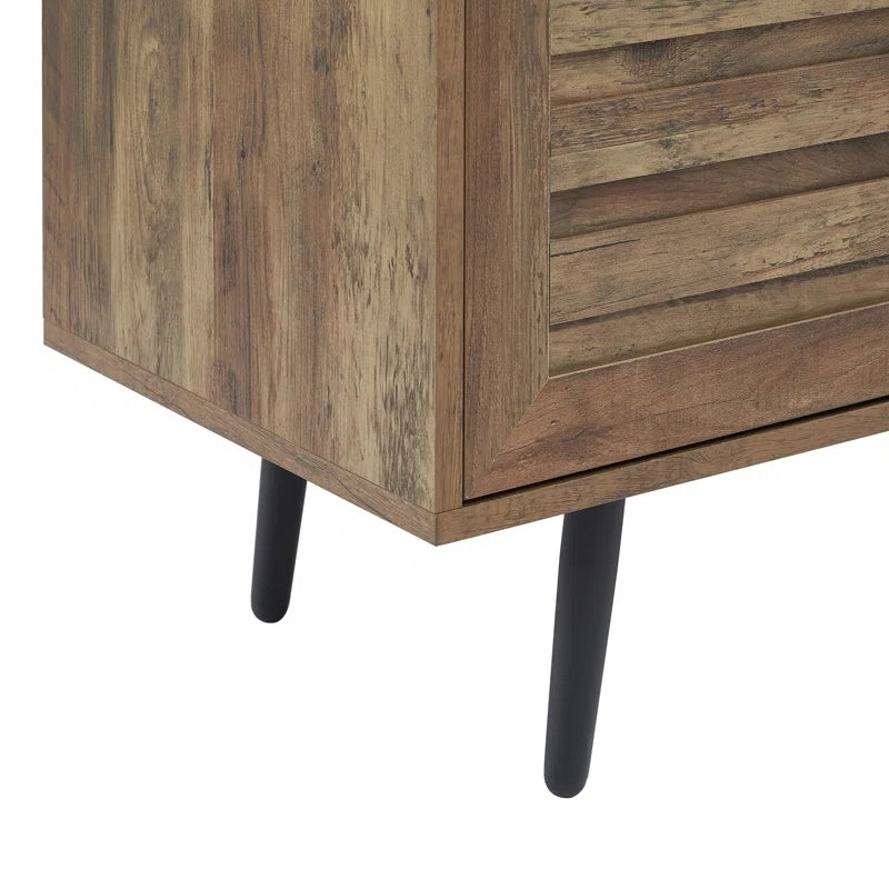 Chic Crate - Bryner Mid-Century Rustic Oak TV Stand for 70" TVs w/ Storage & Cable Management