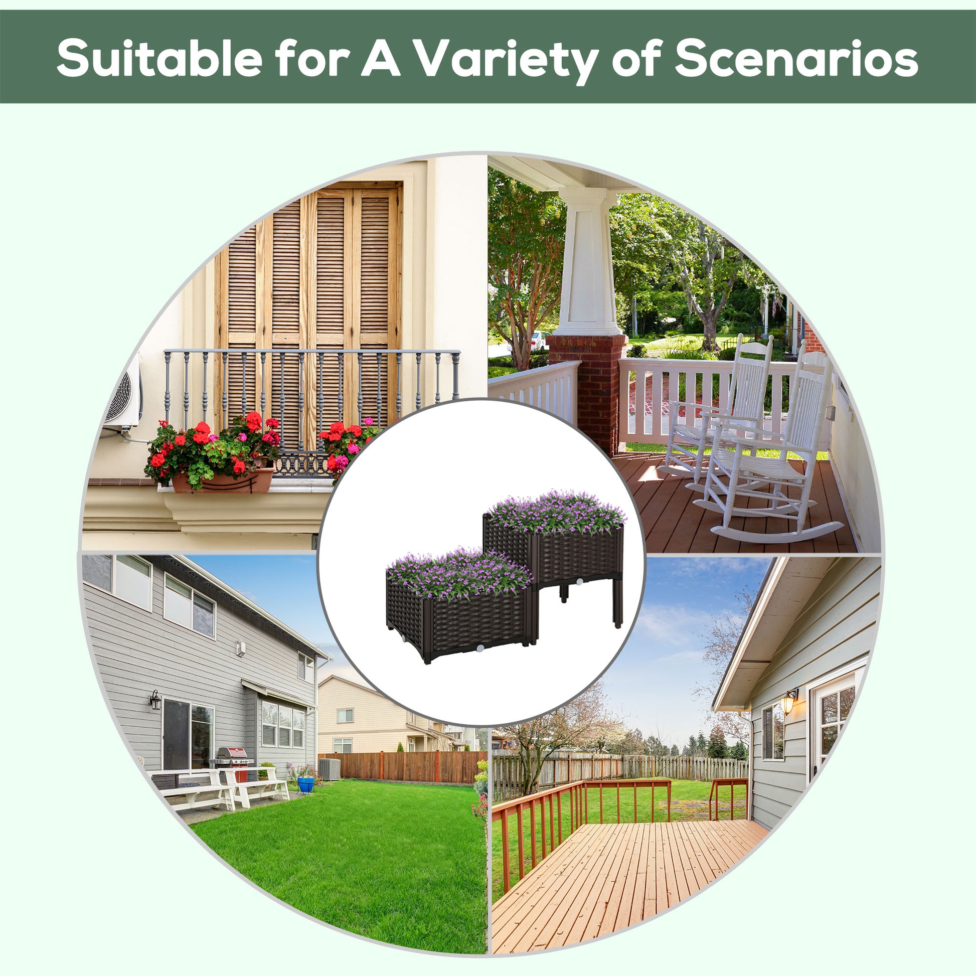 2 Tier Raised Garden Bed Wagon Planter Boxes with Drainage for Vegetables Flowers Herbs Outdoor