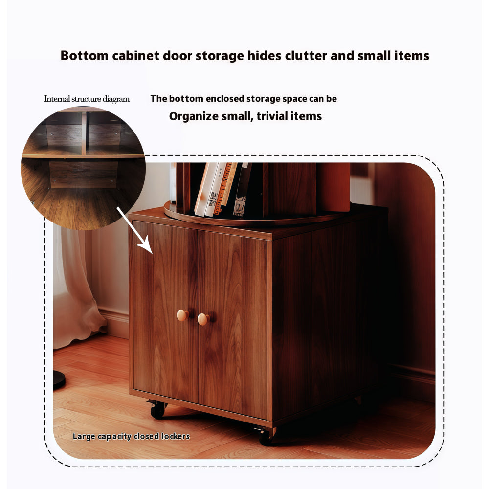 Chic Crate 360° Rotating 5-Tier Corner Bookshelf with Drawer, Narrow Floor Bookcase for Small Spaces