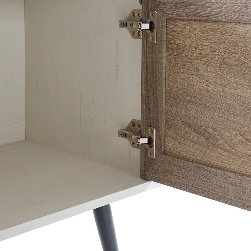 Chic Crate - Bryner White Walnut Mid-Century TV Stand for TVs Up to 65" with Storage & Cable Management