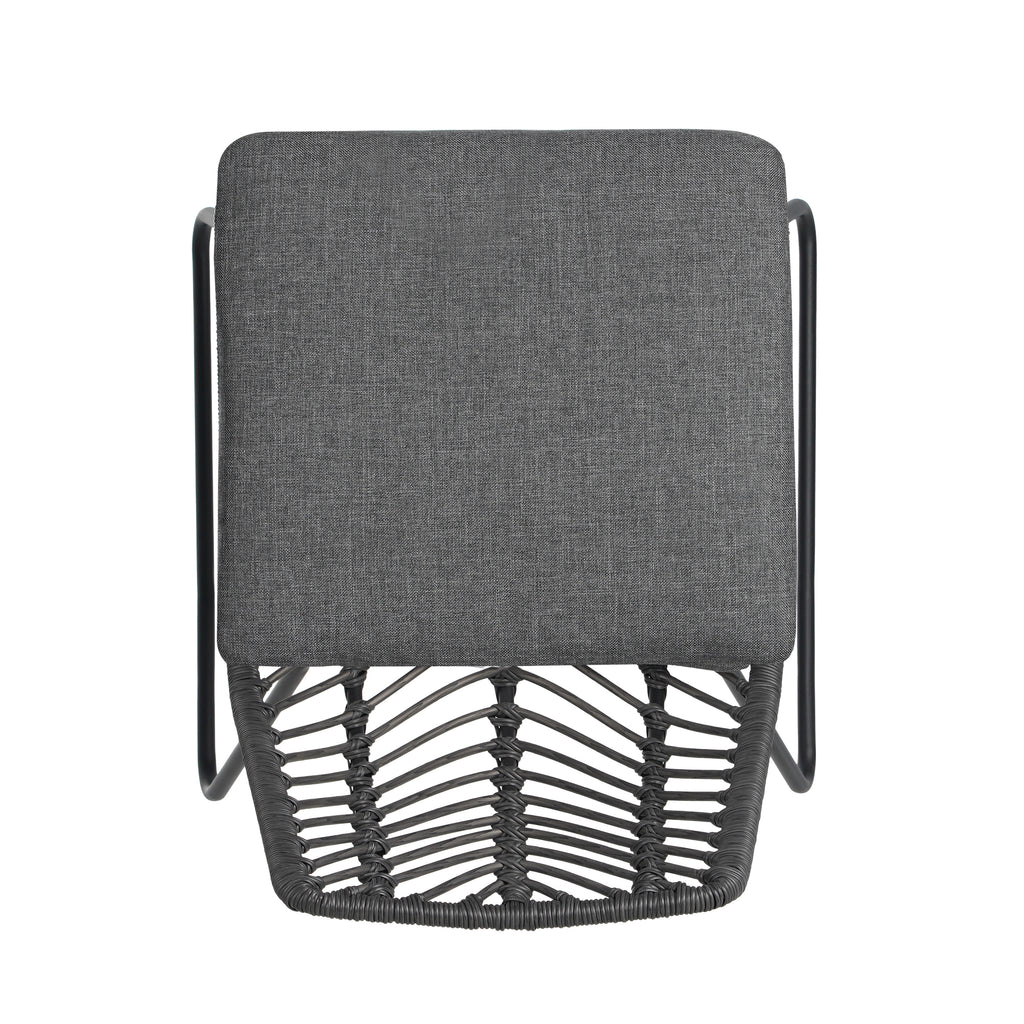 Modern Patio Dining Chairs Set of 2 Rattan Woven Armchairs with Seat Cushions