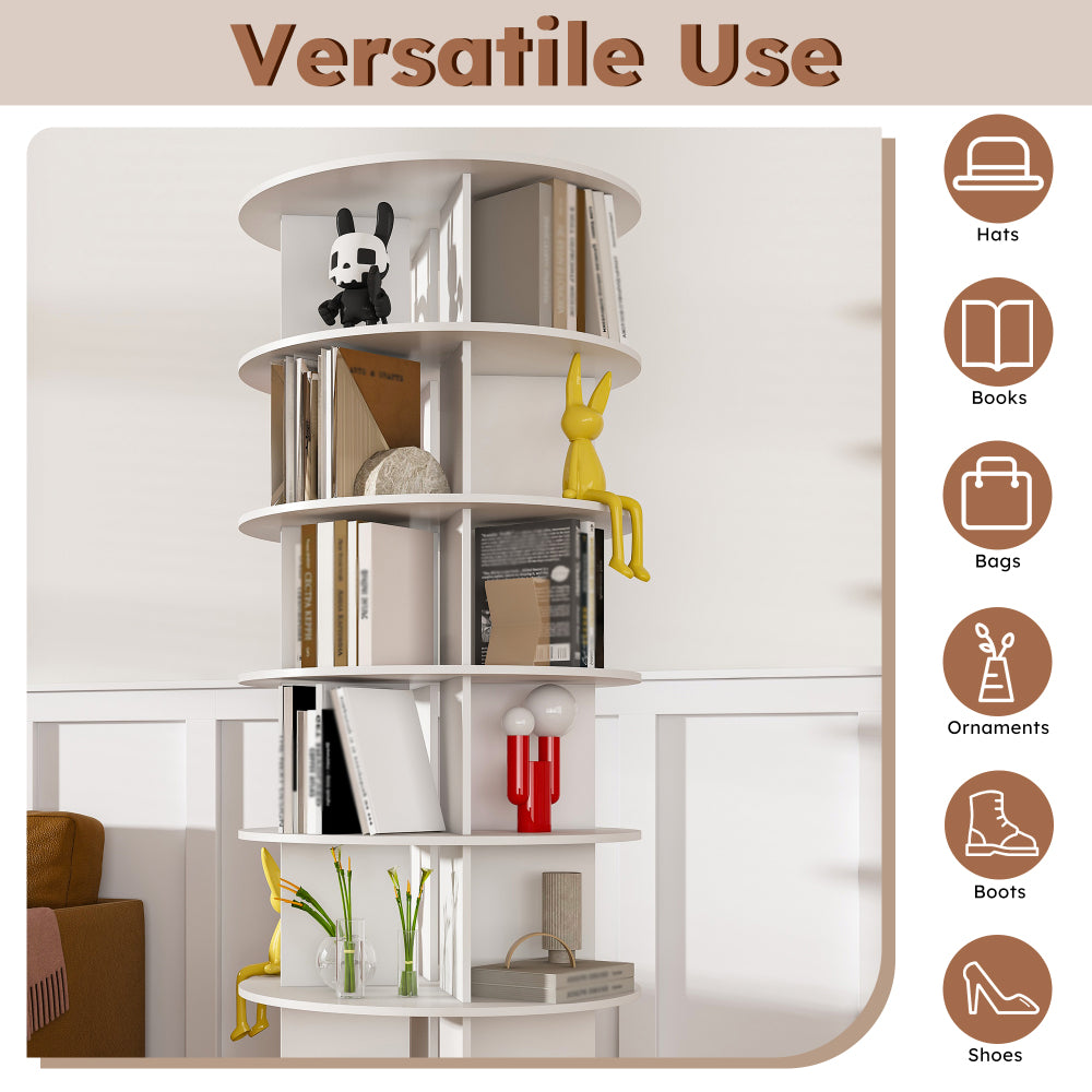 Chic Crate 6-Tier Rotating Shoe Rack Tower, 360° Revolving Free Standing Organizer, Holds 24 Pairs – White