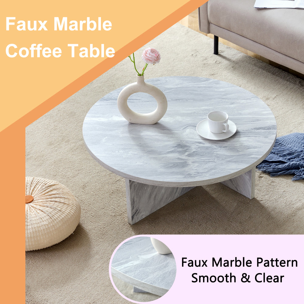 Chic Crate - Nordic Flair Minimalist MDF White Round Coffee Table, Decor Friendly Modern Style, 31.5*31.5*13.98 Inches