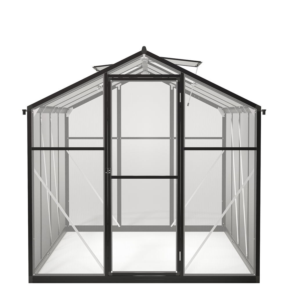 Outdoor Polycarbonate Greenhouse with Roof Vent, Quick-Setup Aluminum Walk-in for Garden Backyard