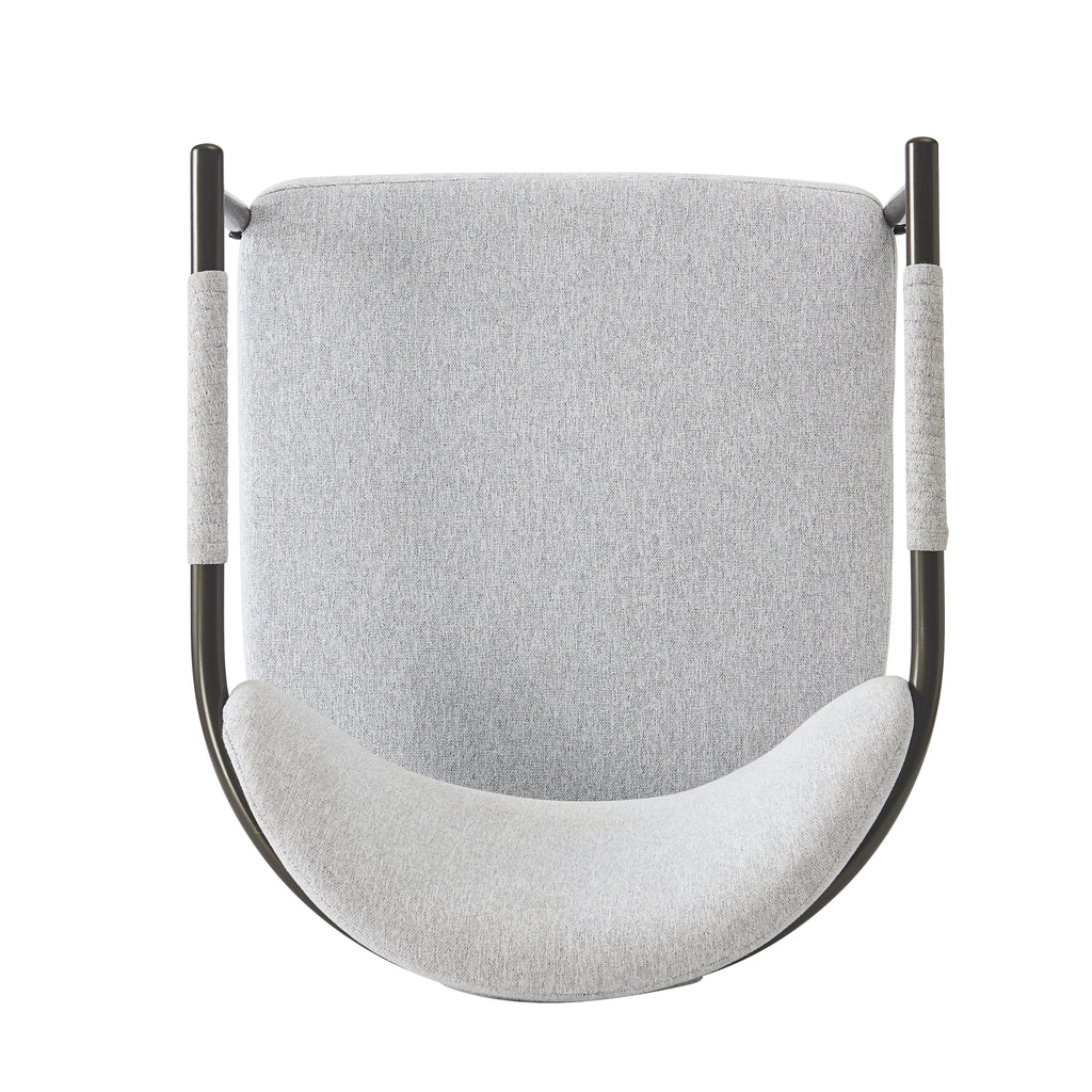 Modern Dining Armchairs with Thick Padded Cushion & Bronze Iron Legs (Set of 2)