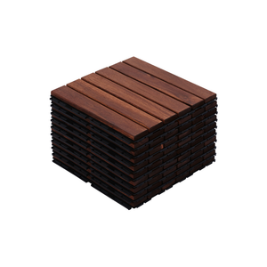 Chic Crate 10Pack 12in Striped Deck Tiles – Interlocking Brown Acacia Hardwood Flooring