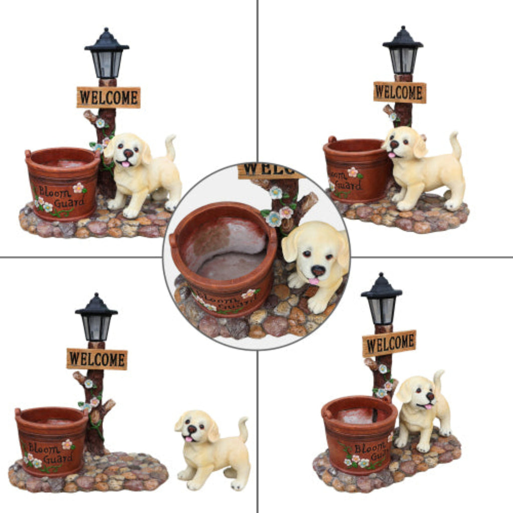 Labrador Puppy Shaped Planter Statue with Adorable Details for Growing Small Blooms