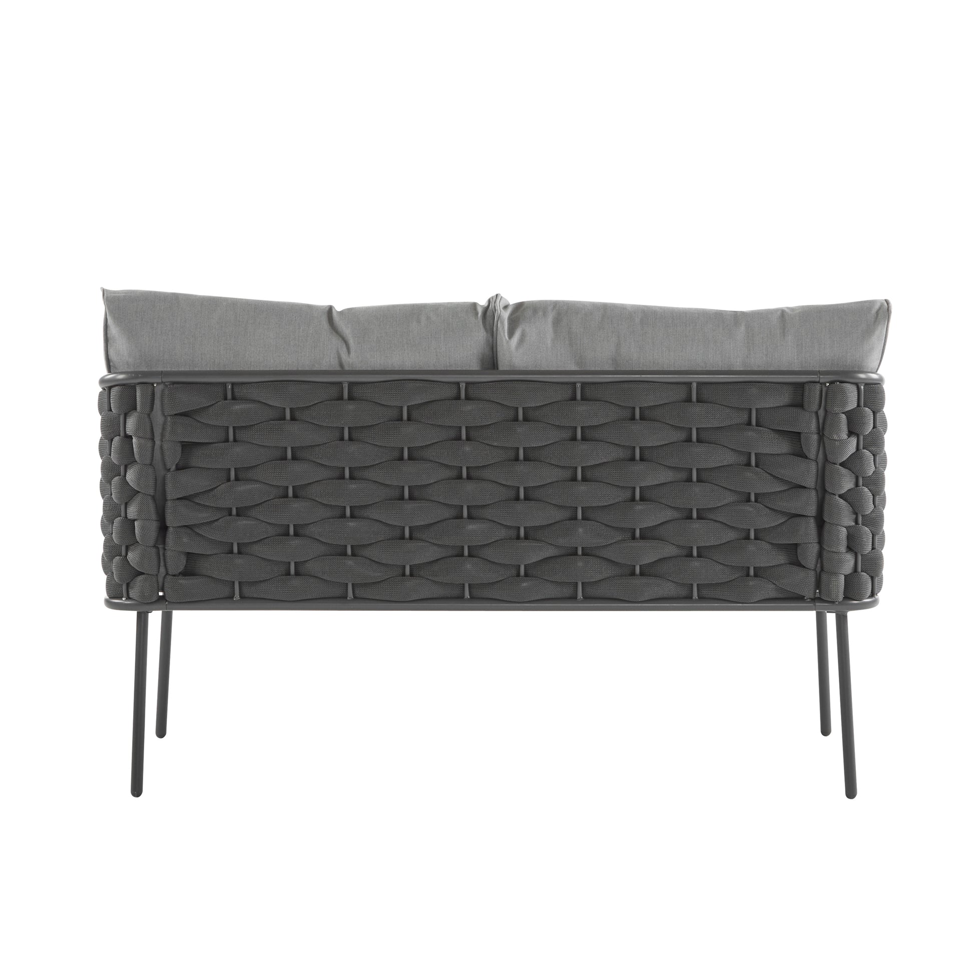 4-Pieces Outdoor Metal Patio Furniture Set, 4-Seat Patio Furniture Sofa Set with Cushion, Modern Outdoor Furniture Deep Seating for Porch, Garden, Backyard, Balcony, Grey