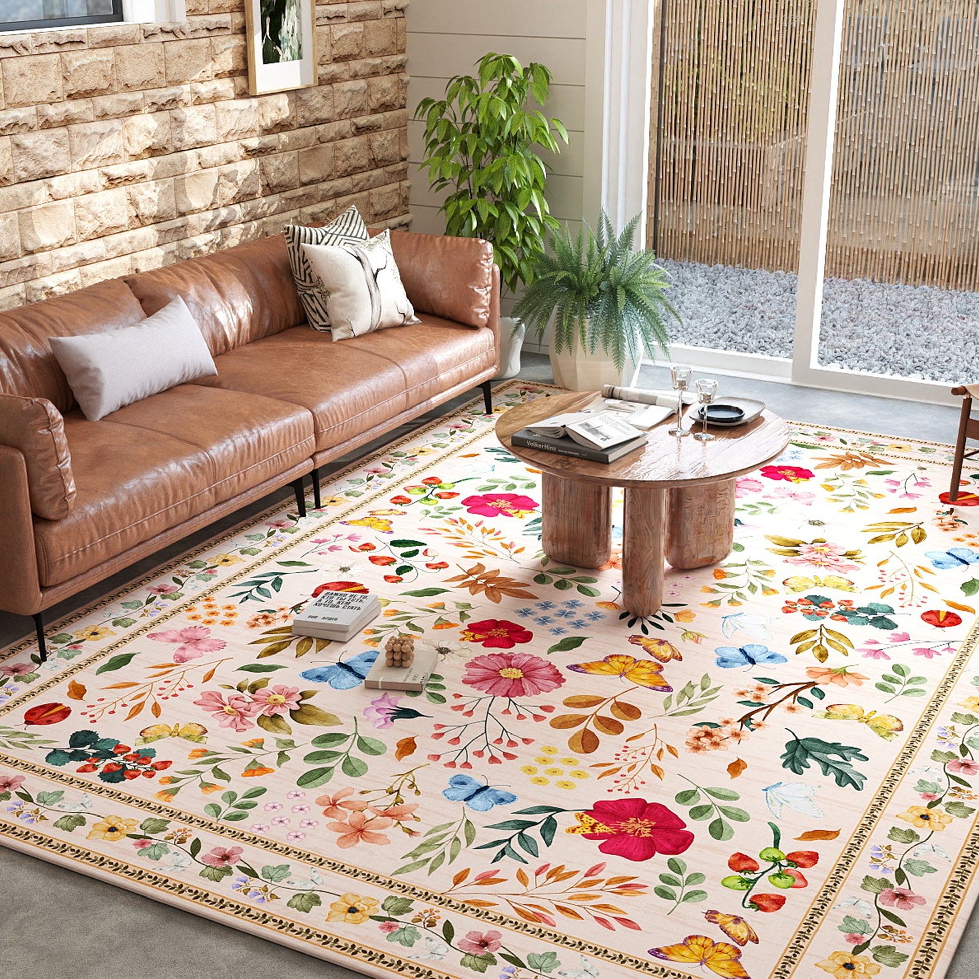 5x7ft Washable Vintage Area Rug, Thin Distressed Non-Slip Traditional Carpet for Living Room Bedroom Kitchen Dining Room