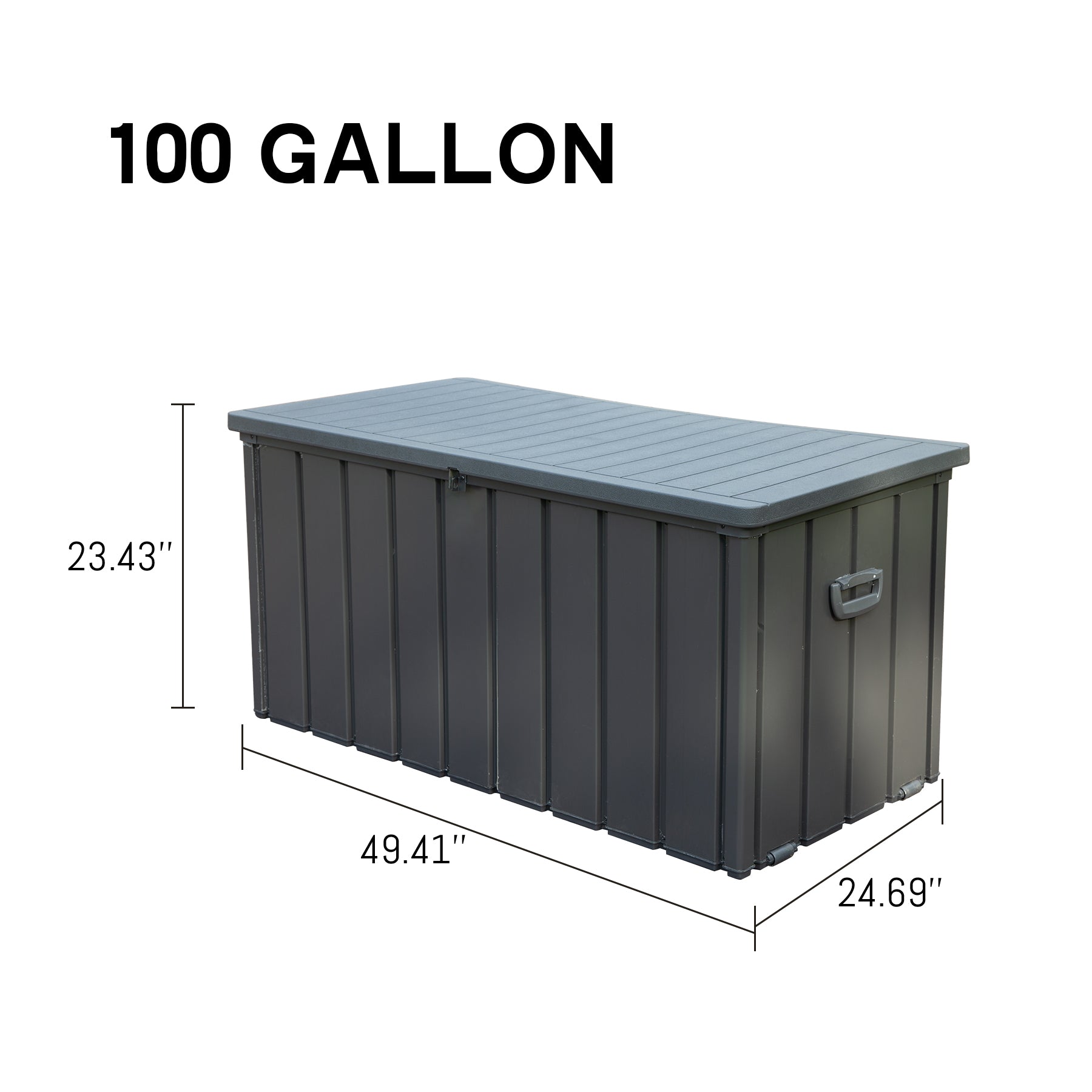 100 Gallon Patio Steel Storage Deck Box, Waterproof Lockable Bin for Cushions, Pillows & Tools