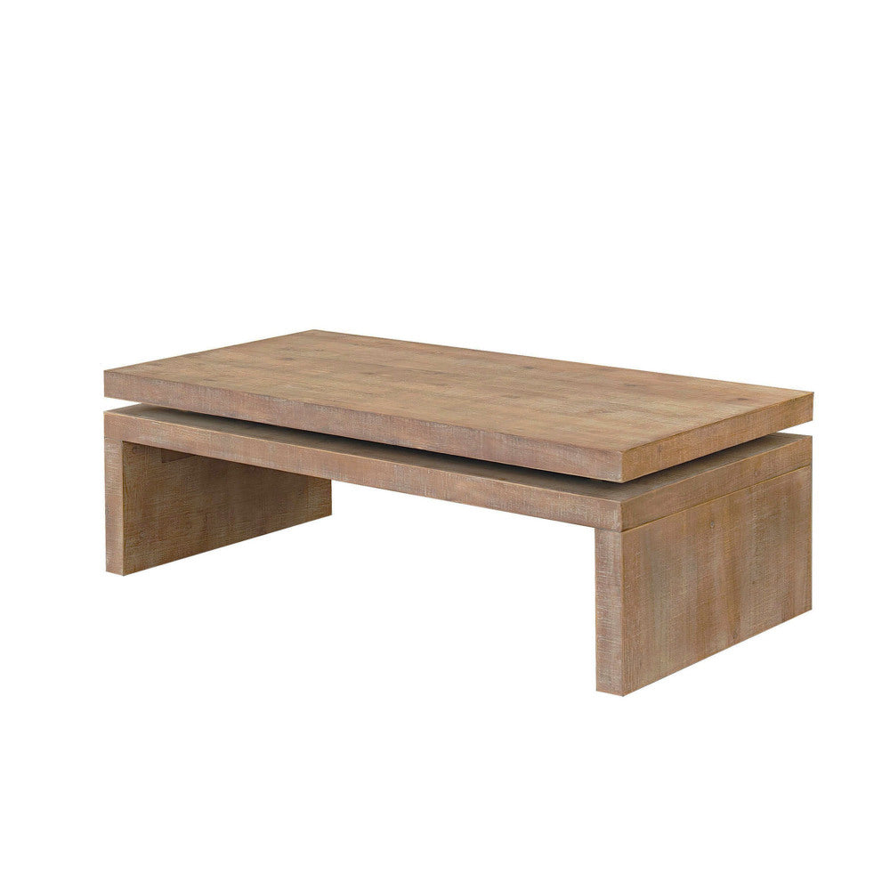 Chic Crate - Modern Rustic Wood Coffee Table with Natural Wood Grain Texture - Rectangular Living Room Center Table 47.6" L * 23.6" W * 16.3" H