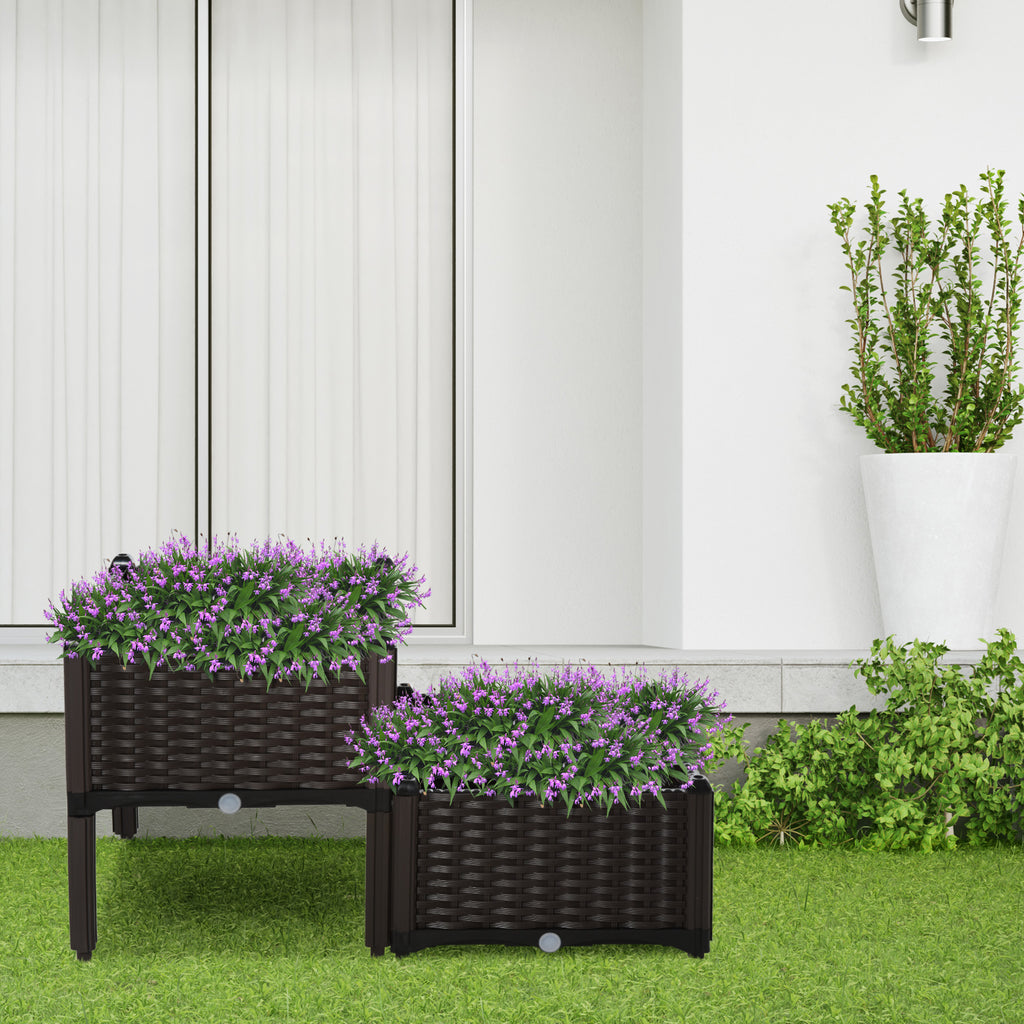 2 Tier Raised Garden Bed Wagon Planter Boxes with Drainage for Vegetables Flowers Herbs Outdoor