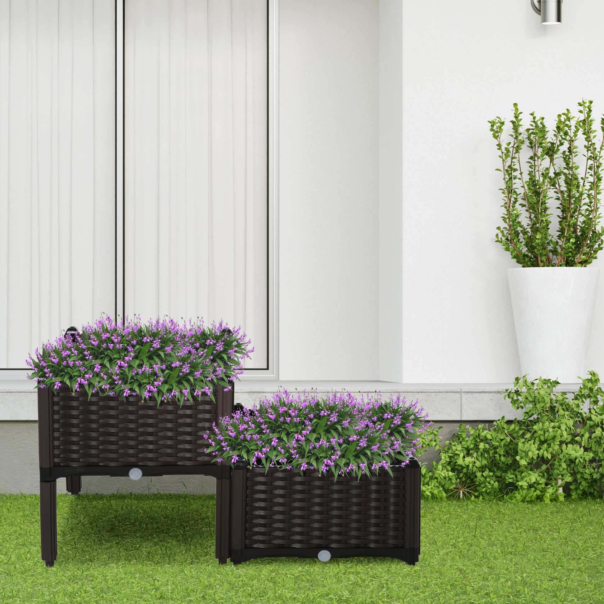 2 Tier Raised Garden Bed Wagon Planter Boxes with Drainage for Vegetables Flowers Herbs Outdoor