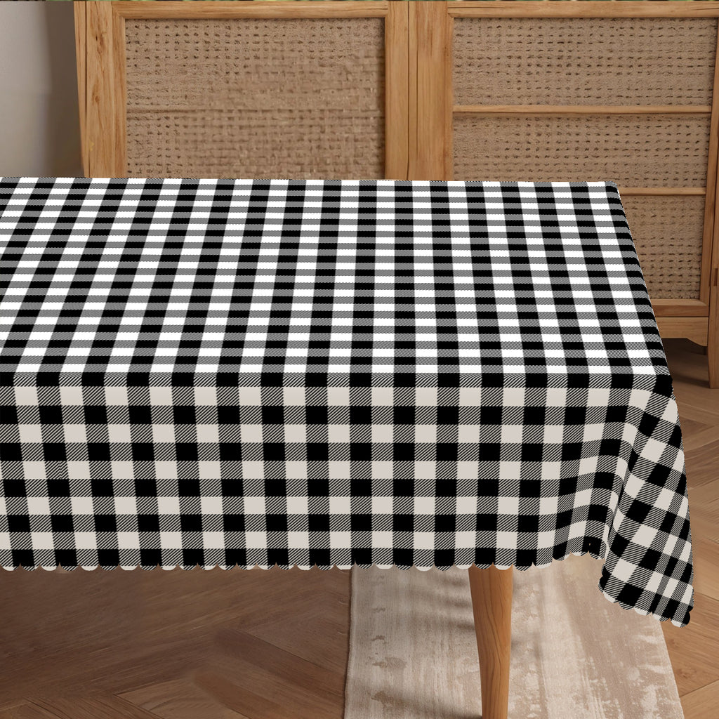 Black and White Plaid Tablecloth, Dustproof Easy-Care Checkered Dining Table Cover for Everyday Use and Festive Decor