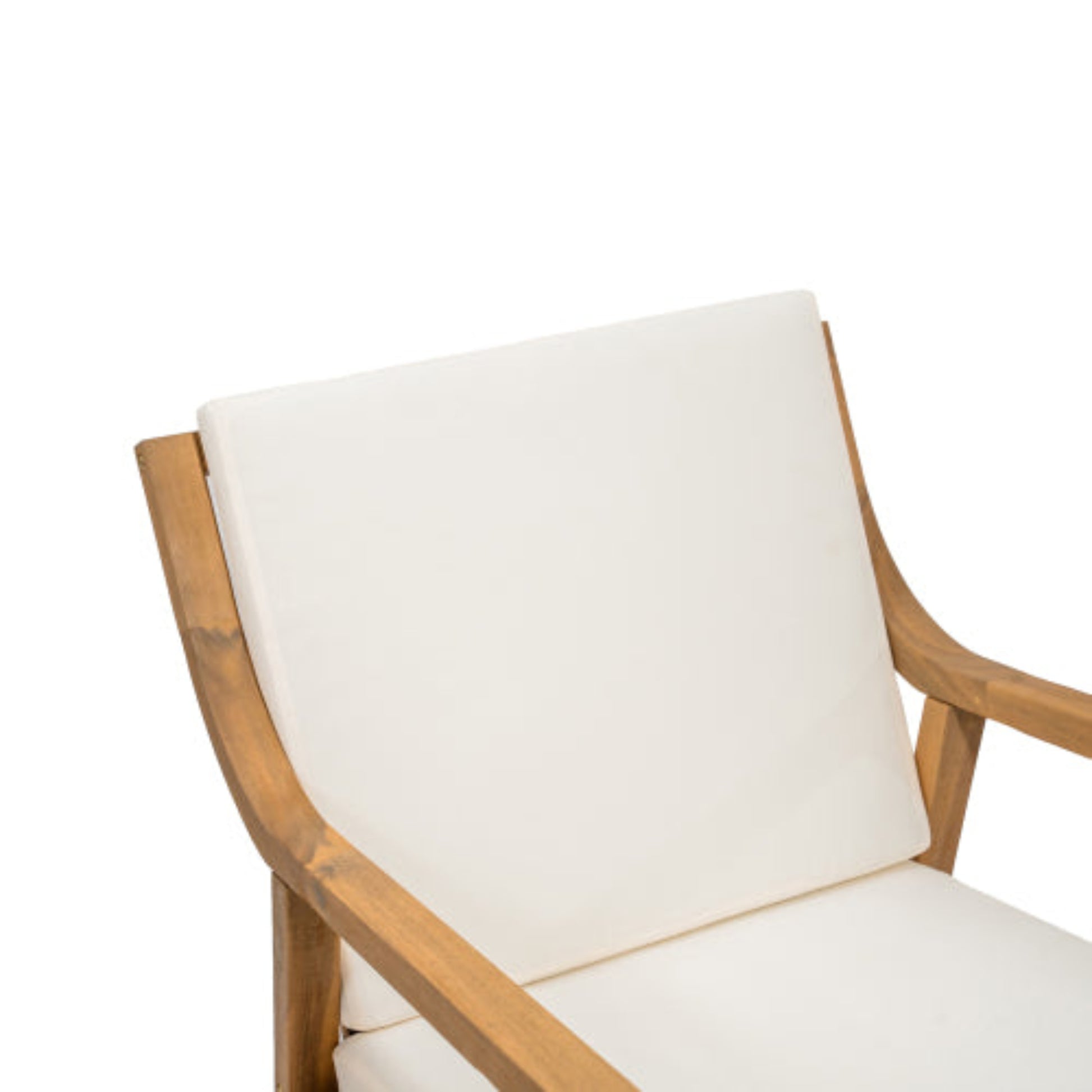Patio Dining Chair Set of 2 Wood Armchairs with Removable Cushions for Garden and Patio