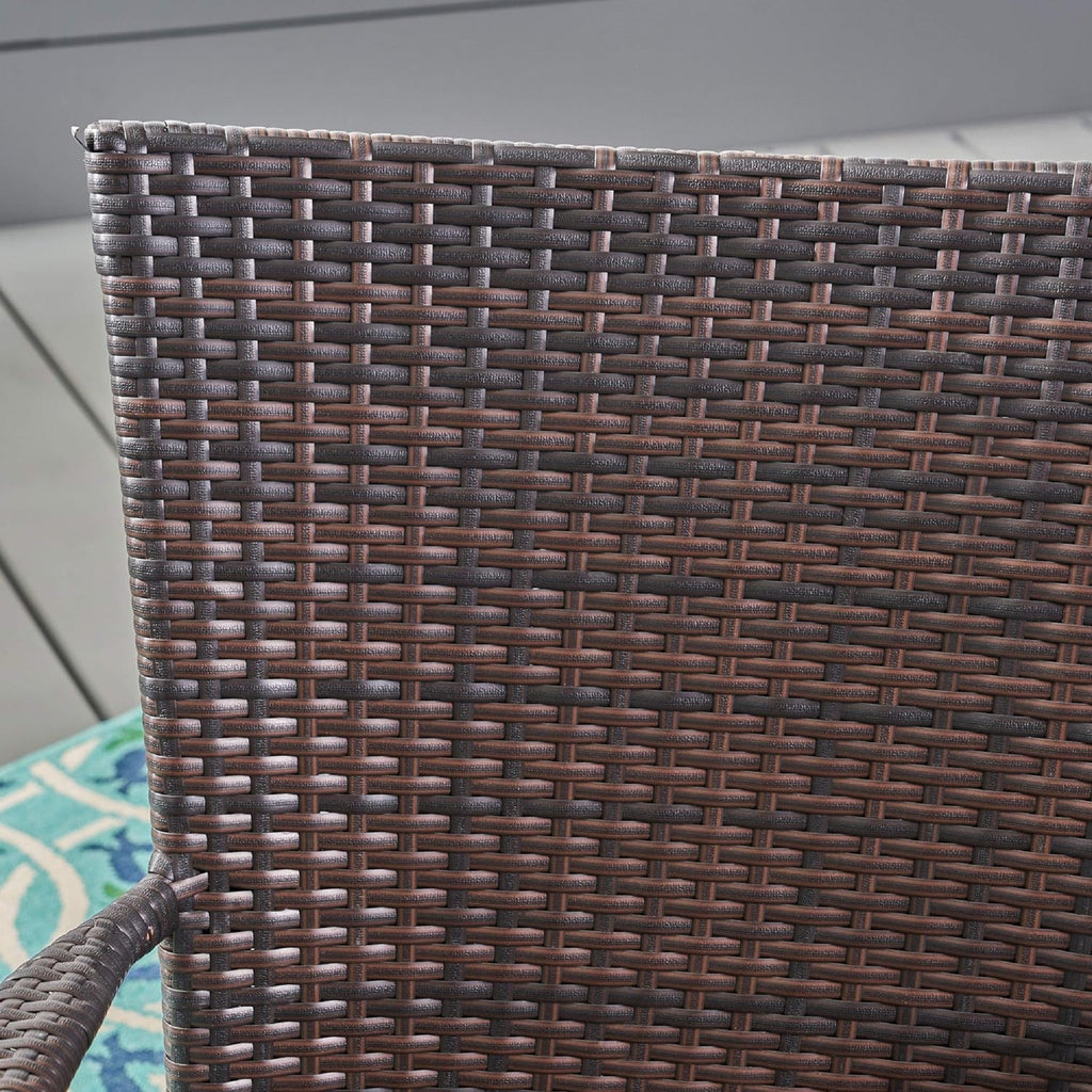PE Wicker Stacking Outdoor Chairs 4PCS Weather Resistant Seating for Patio Garden Deck and Poolside