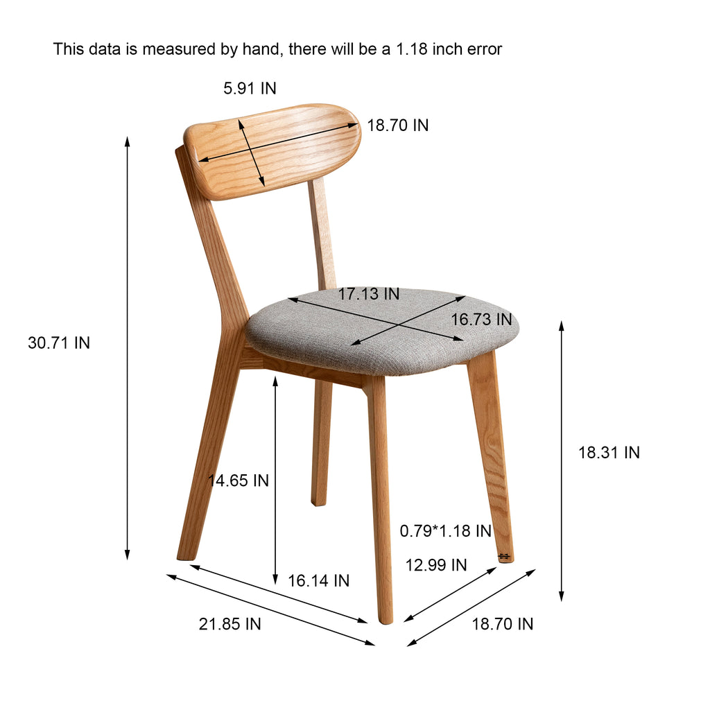 Set of 2/4 Minimalist Solid Oak Dining Chairs Kitchen 47.5x55.5x78cm