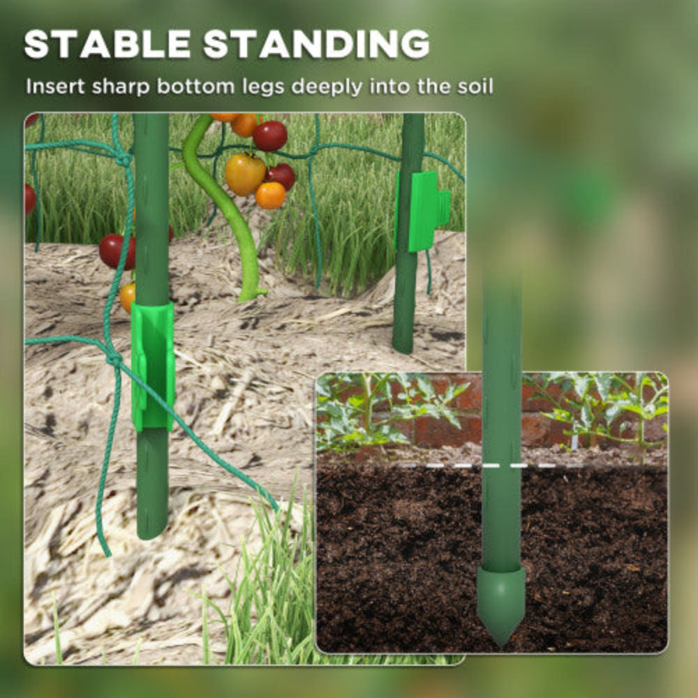 Outsunny 6' Tall A-Frame Arch Cucumber Trellis Plastic Coated Steel with Climbing Net for Outdoor Climbing Plants Peas Vegetables Fruit Vines Green