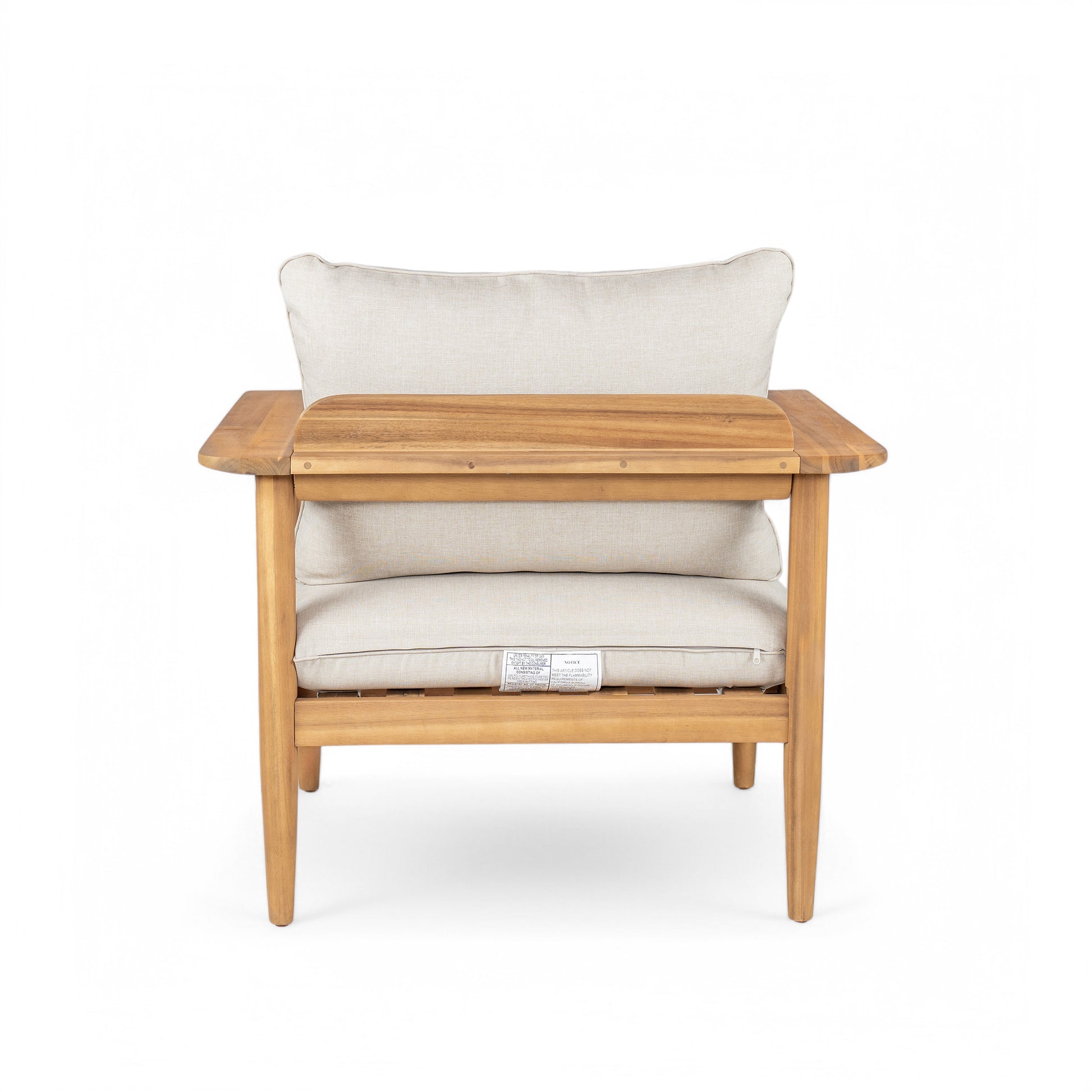 Modern Acacia Wood Outdoor Lounge Chair with Ottoman - Cushioned Patio Seating