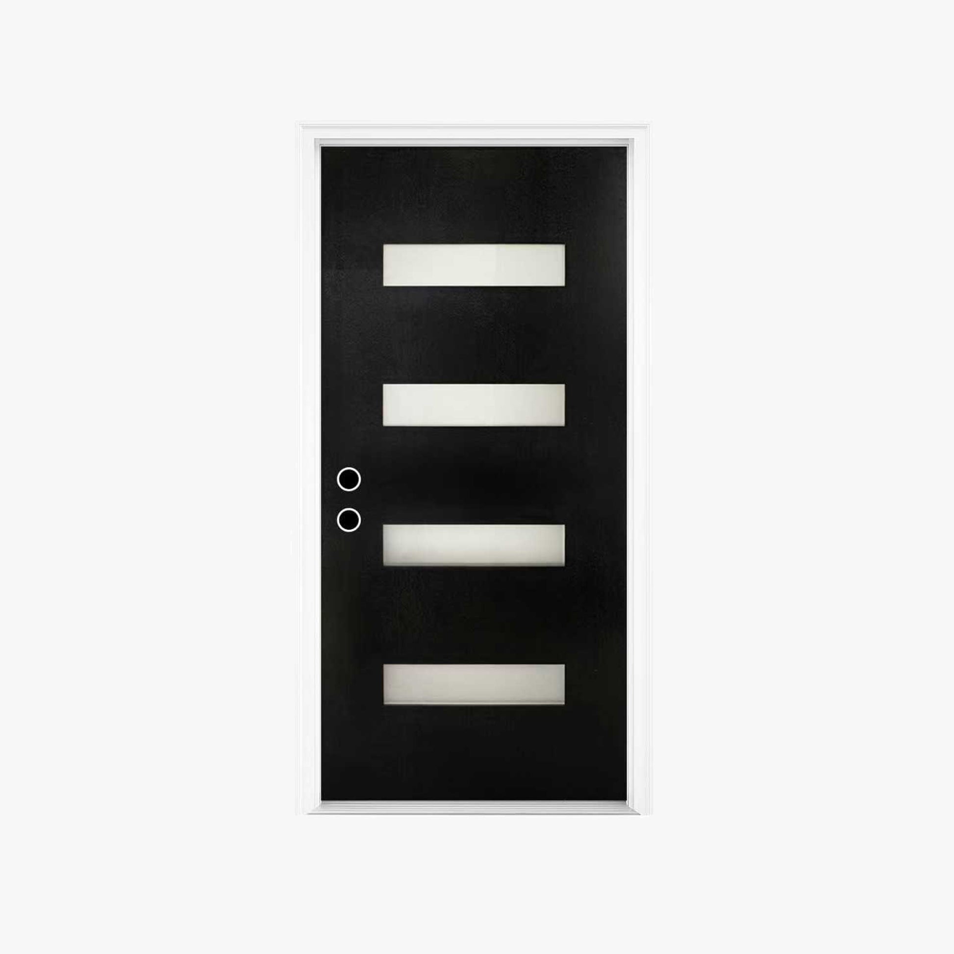 Chic Crate 36x80 Fiberglass Entry Door with Frosted Glass, Left Hand Inswing, Brickmould & Vinyl Frame