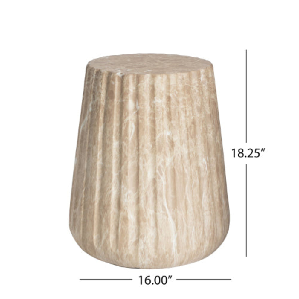Multi-Functional Outdoor/Indoor Side Table, Sturdy Pedestal Base, Luxury Neutral Tones, No Assembly Required