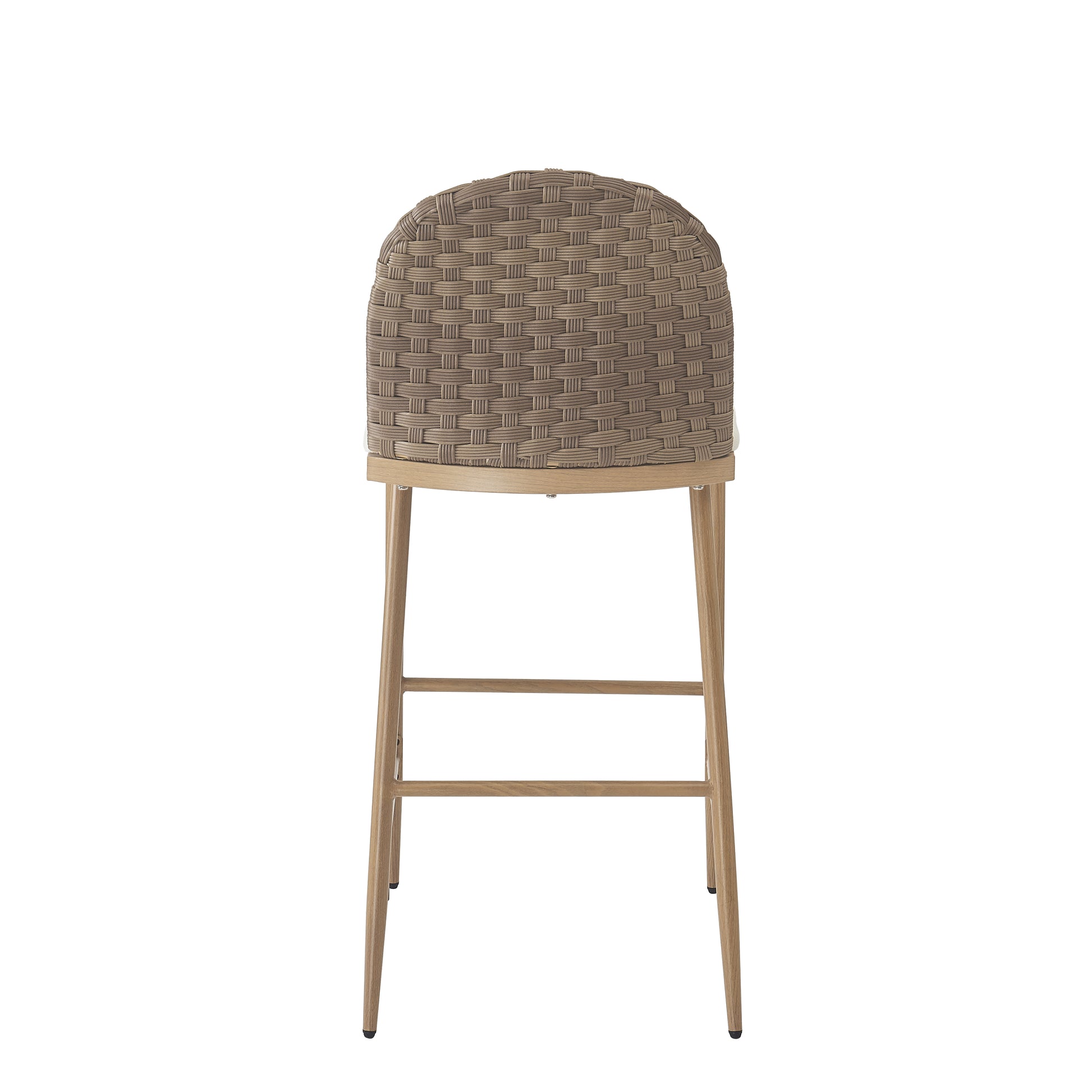 Farmhouse Barstools with Woven Rattan Back & Padded Seat - 29.5" Height (Set of 2)