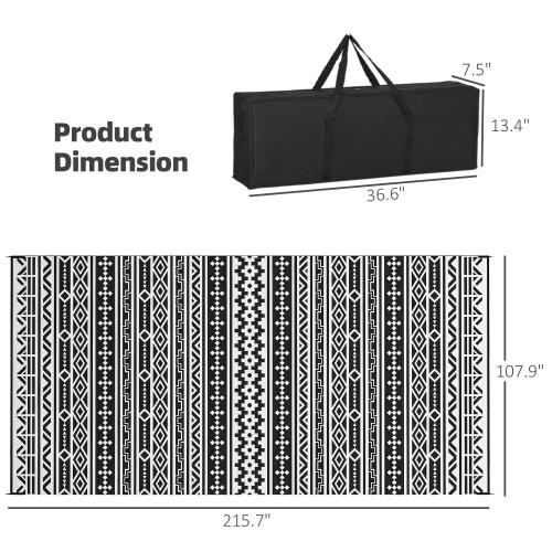 Chic Crate Outdoor Rug, Waterproof Plastic Rug with Carry Bag, for Patio Camping Beach Deck Porch Balcony