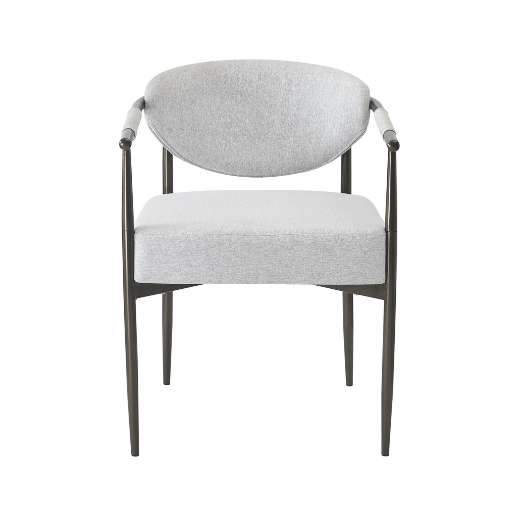 Modern Dining Armchairs with Thick Padded Cushion & Bronze Iron Legs (Set of 2)