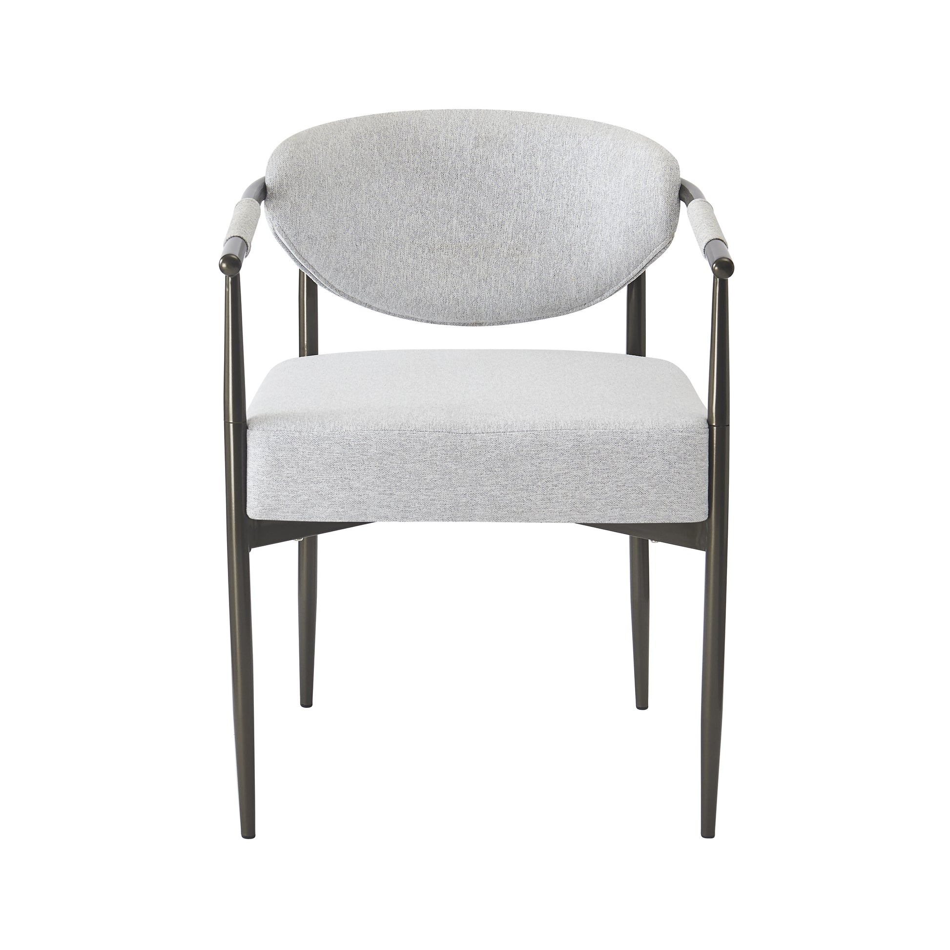 Modern Dining Armchairs with Thick Padded Cushion & Bronze Iron Legs (Set of 2)