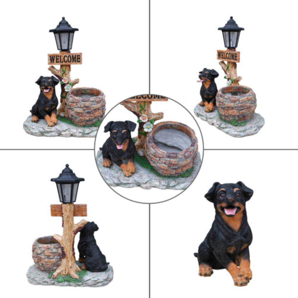 Puppy Dog Shaped Planter Statue with Vivid Design for Indoor and Desktop Planting