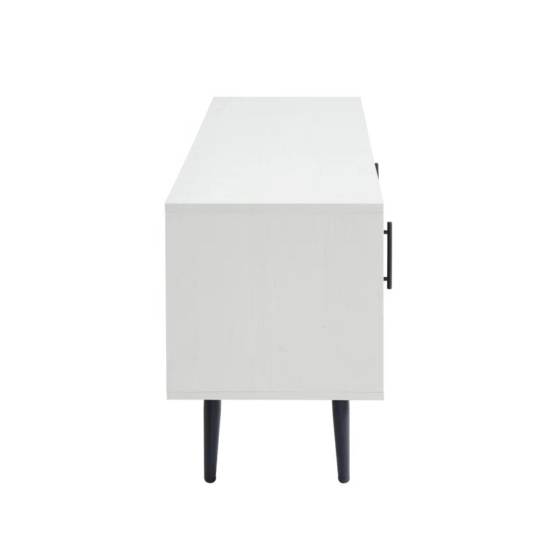 Chic Crate - Bryner White Walnut Mid-Century TV Stand for TVs Up to 65" with Storage & Cable Management