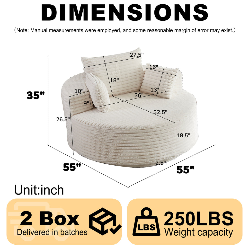 Soft Upholstered Swivel Chair Comfortable Modern Sleeper for Bedroom and Lounge Area